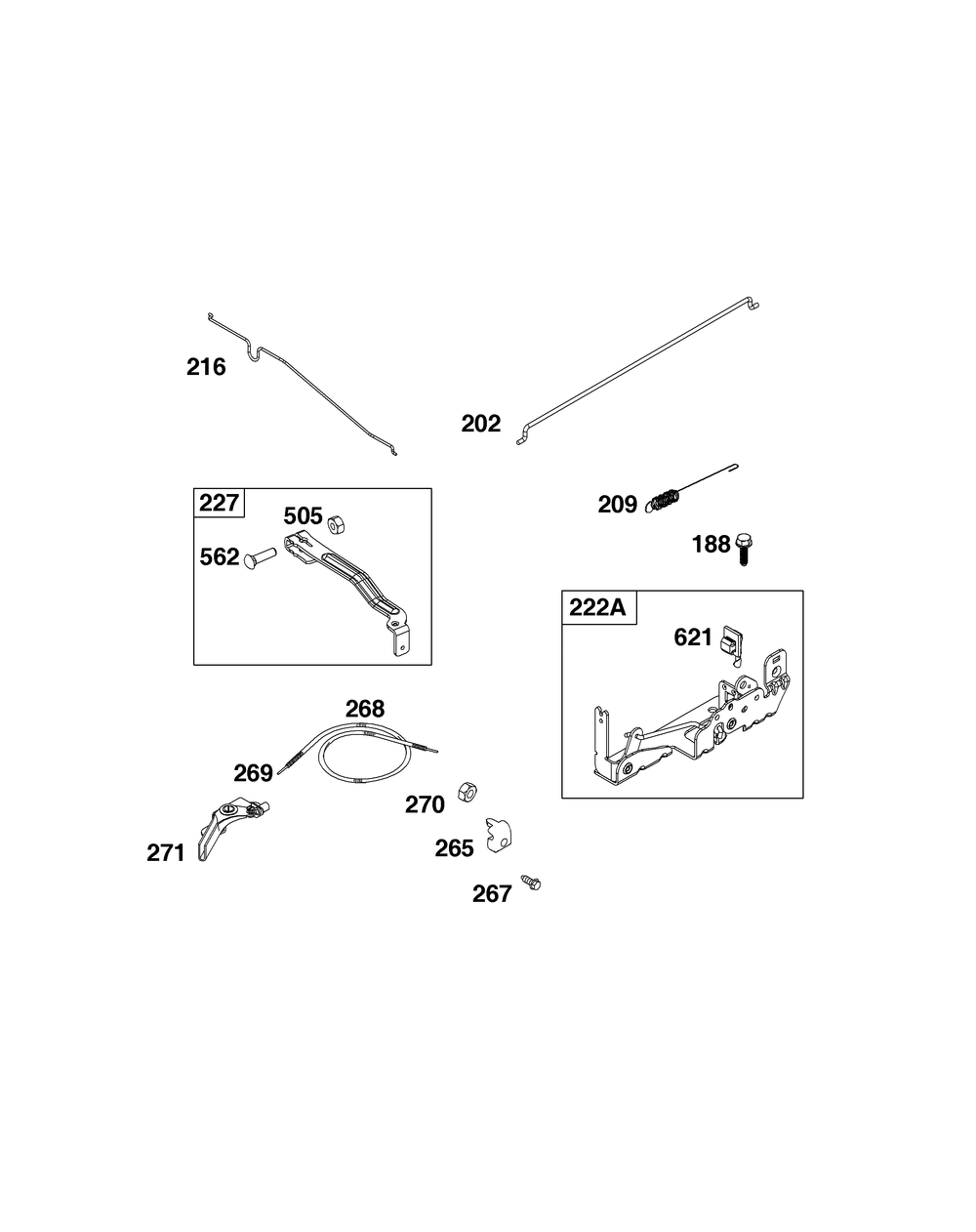 Controls Group Diagram and Parts List for 104M0B-0121-H5 100000 - 19Z999 Briggs and Stratton Engine